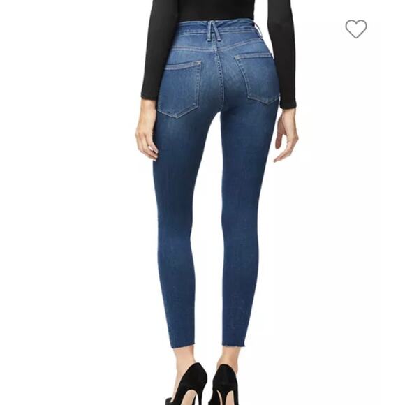 Good American Jeans Good Waist Crop High Rise Skinny Frayed Hem Womens Sz 6 28 - Picture 5 of 11